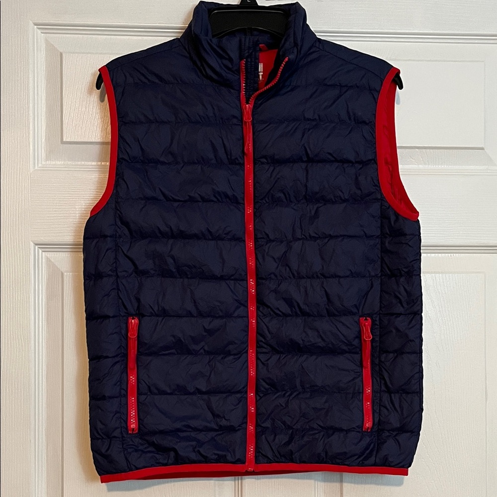 32 Degrees Down Vest - Boys M (10/12) - Navy Blue and Red Lightweight Puffer